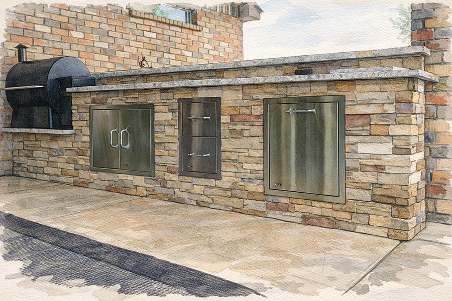 Outdoor kitchen design sketch