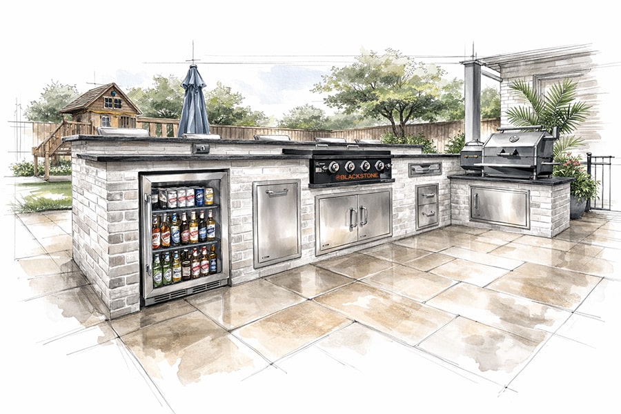 Outdoor kitchen design sketch
