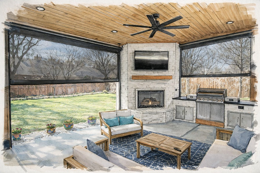 Patio Cover Construction Rendering