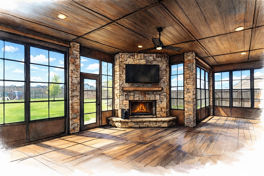 Sunroom construction sketch